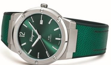 ساعة F-80 من سلفاتوري فيراغامو بالأخضر الأنيق